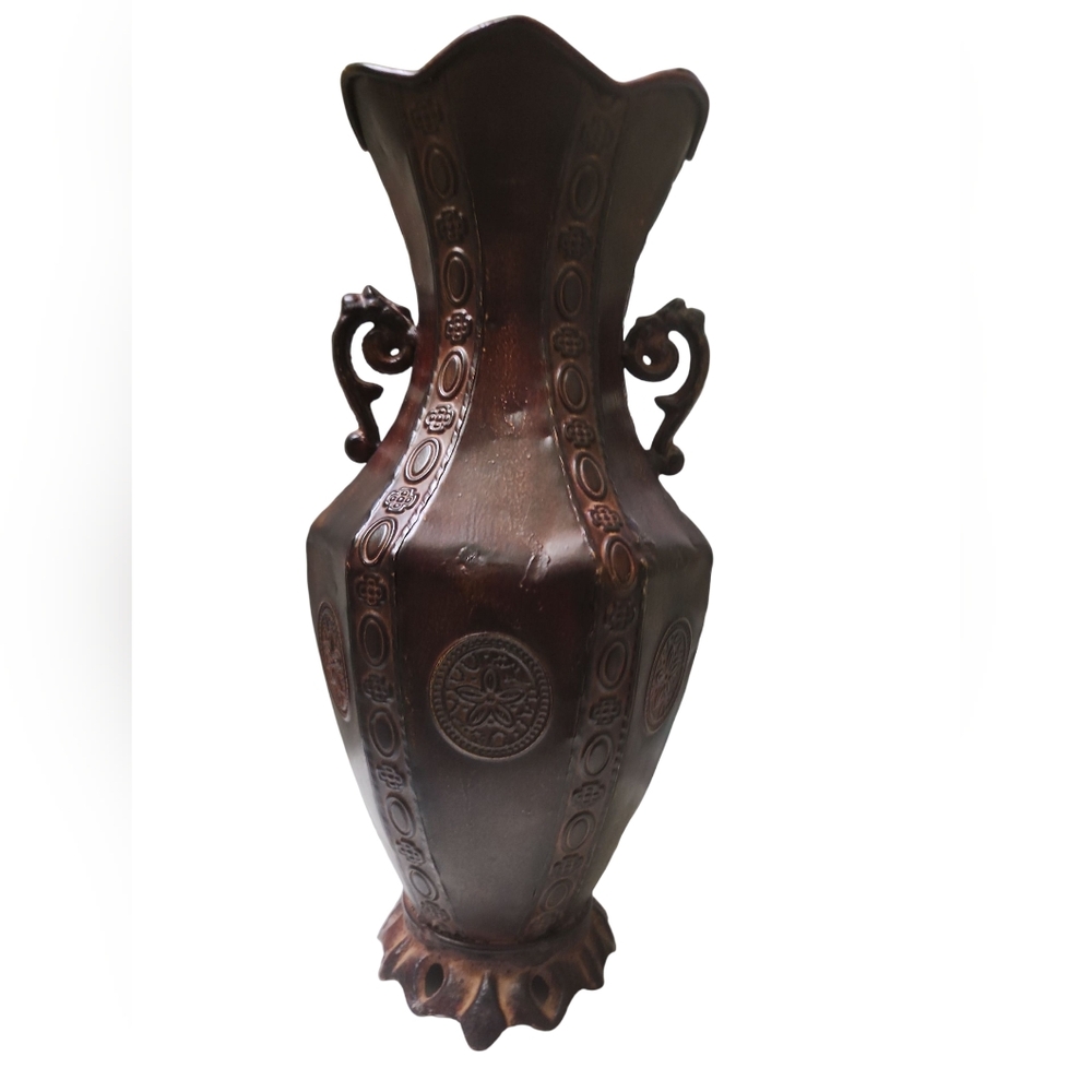 1970s Elegant Brown Metal Decorative Vase